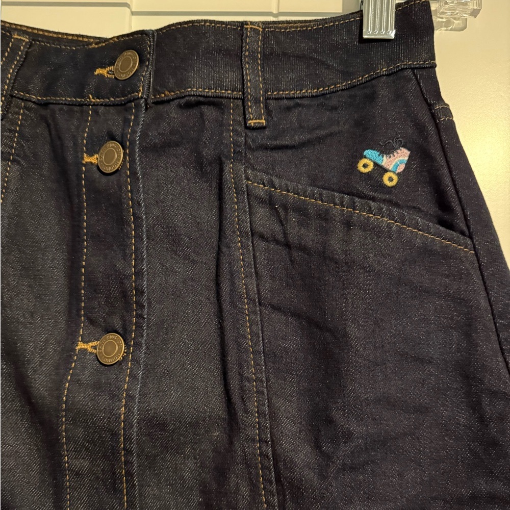 Cath Kidston Navy A-Line Skirt with Embroidery - Picture 2 of 8